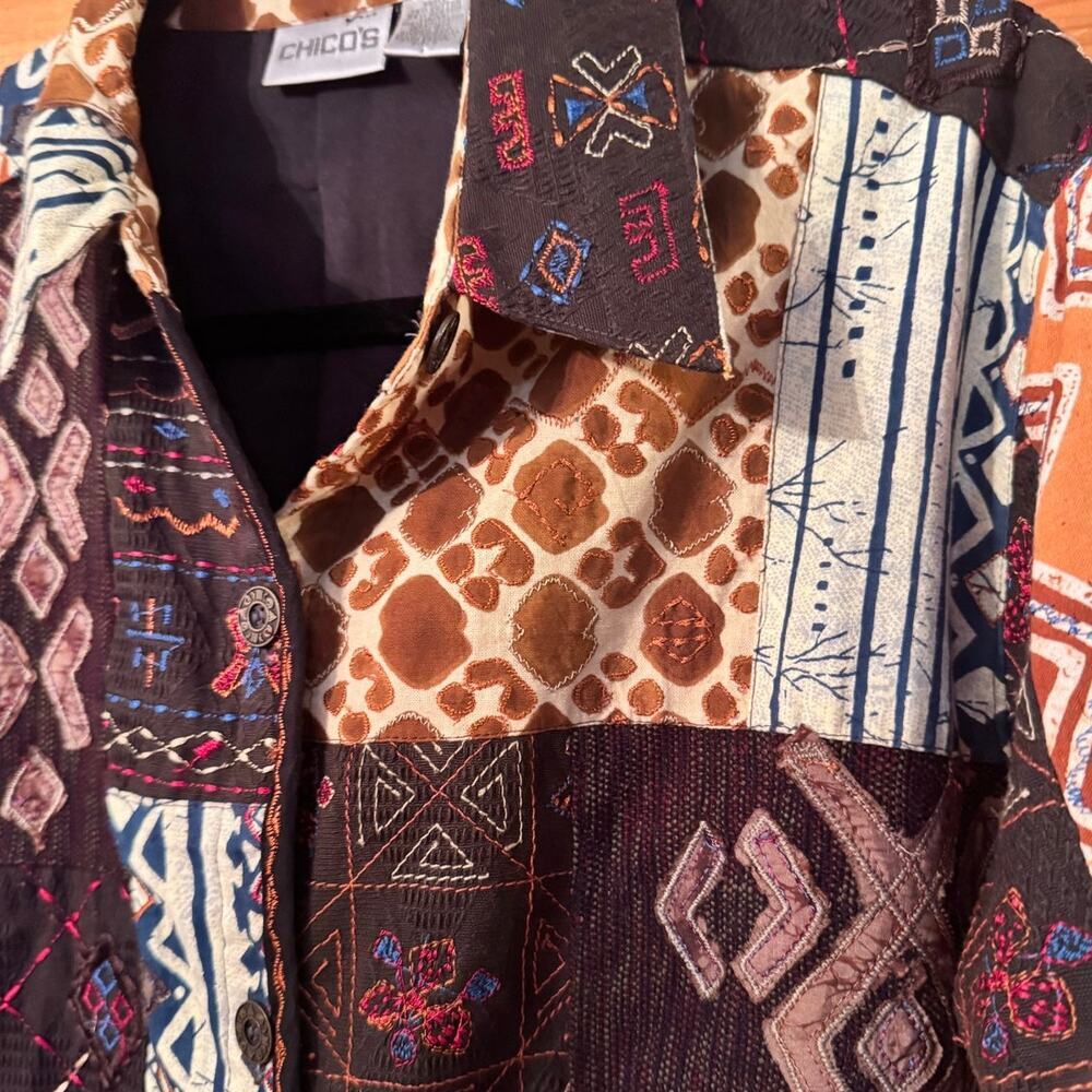 Chico's Patchwork Jacket Chico's Size 2 (M/L) Box… - image 5